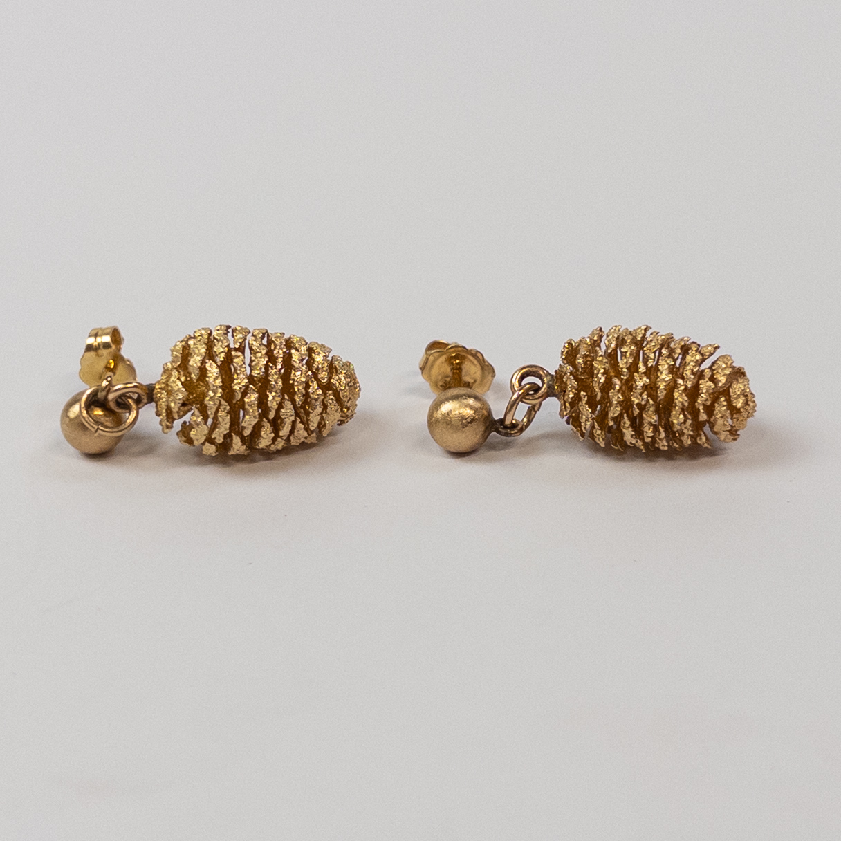 14K Gold Pinecone Drop Earrings