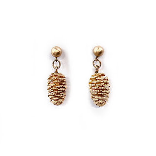 14K Gold Pinecone Drop Earrings