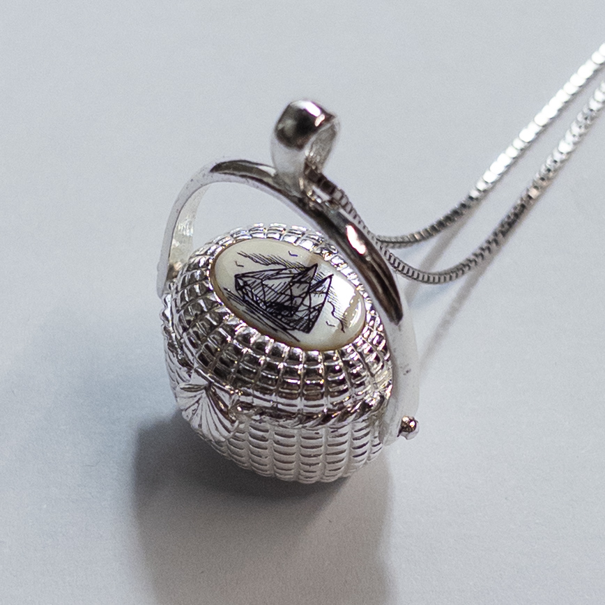 Sterling Silver Nantucket Basket Pendant Necklace