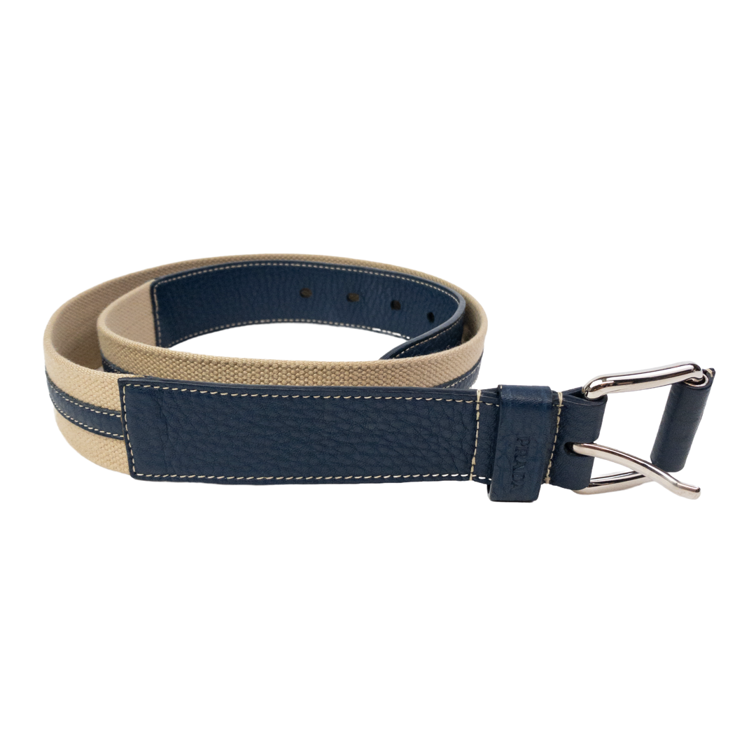 Prada Canvas & Leather Belt