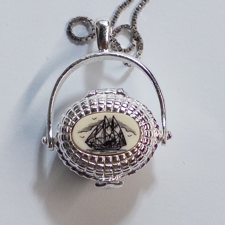 Sterling Silver Nantucket Basket Pendant Necklace