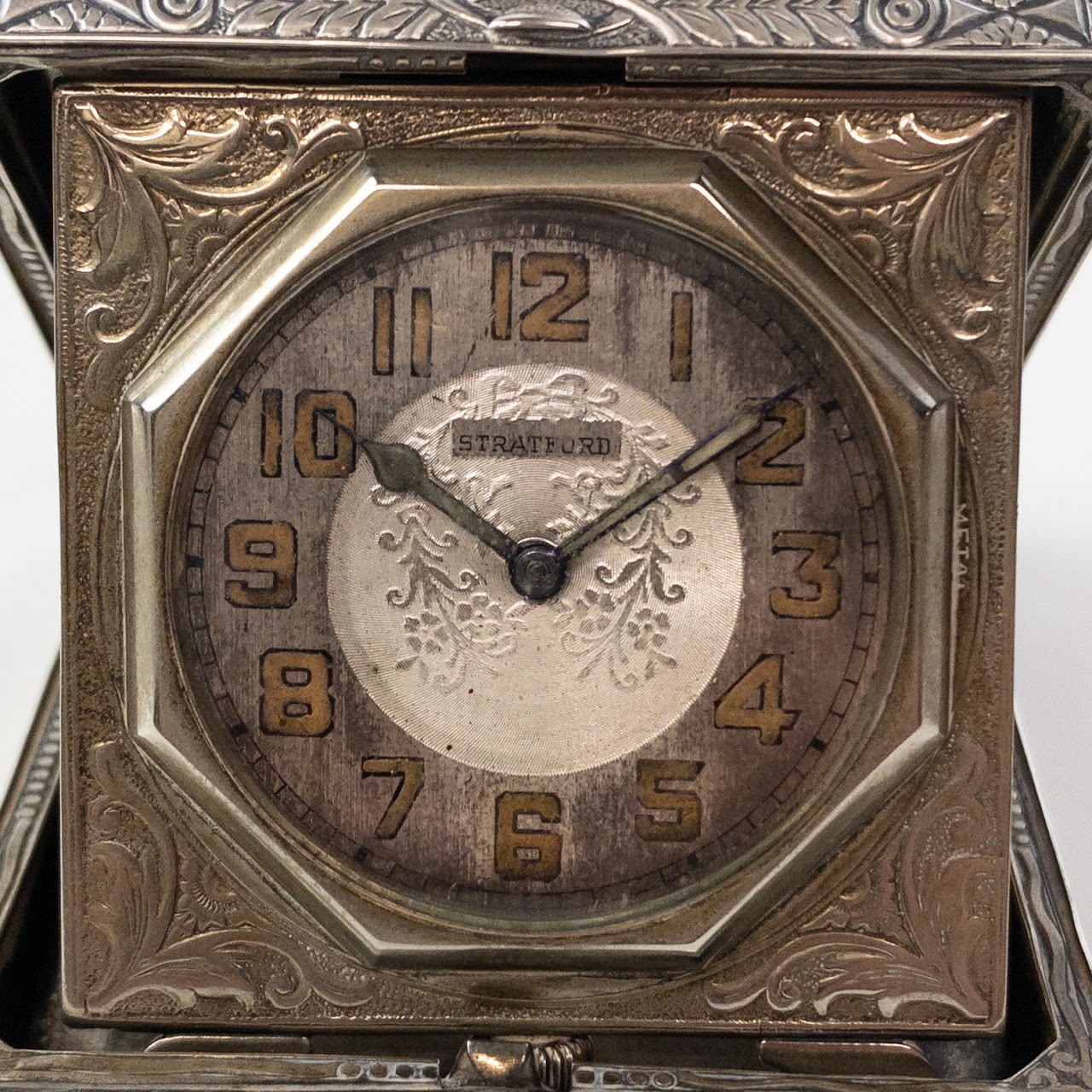 Elgin Sterling Silver 1920s Art Deco Travel Clock NEEDS REPAIR