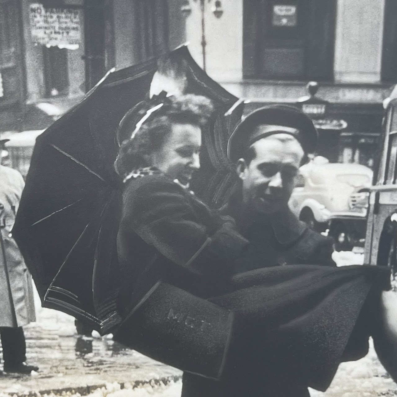 'Sailor Lends a Helping Hand in Times Square, 1944'  Vintage Silver Gelatin Photograph