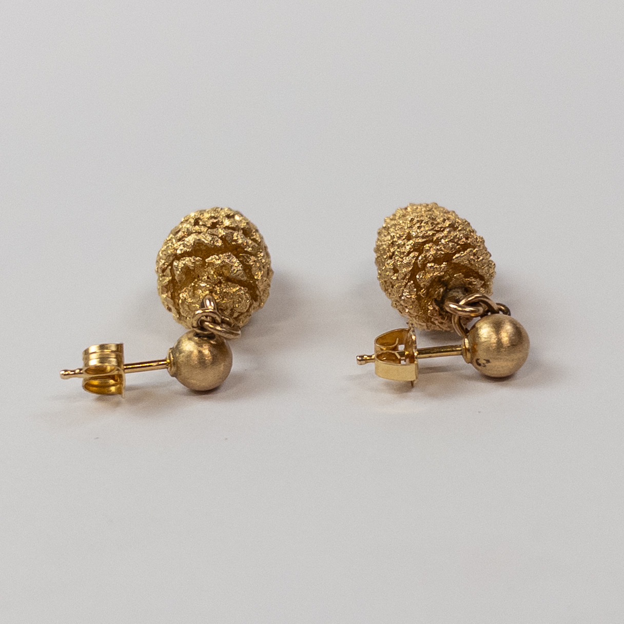 14K Gold Pinecone Drop Earrings