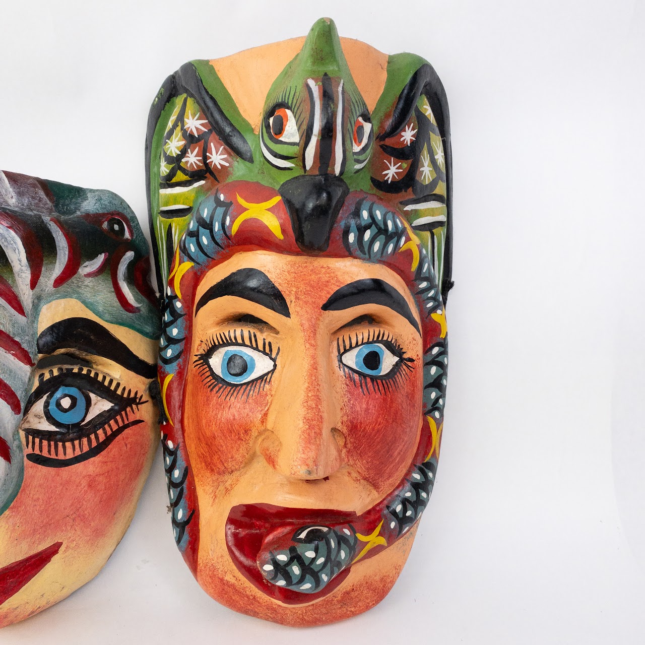 Mexican Folk Art Snake Mask Duo