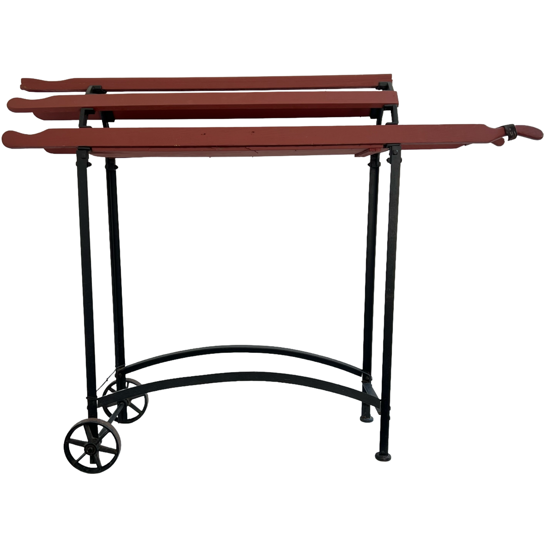 19th C. Cast Iron and Barn Red Wood Saddle Rack