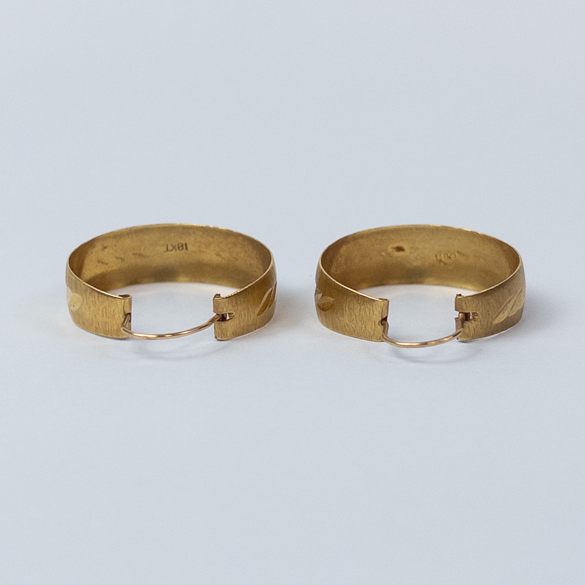 18K Gold Satin Finish Hoop Earrings