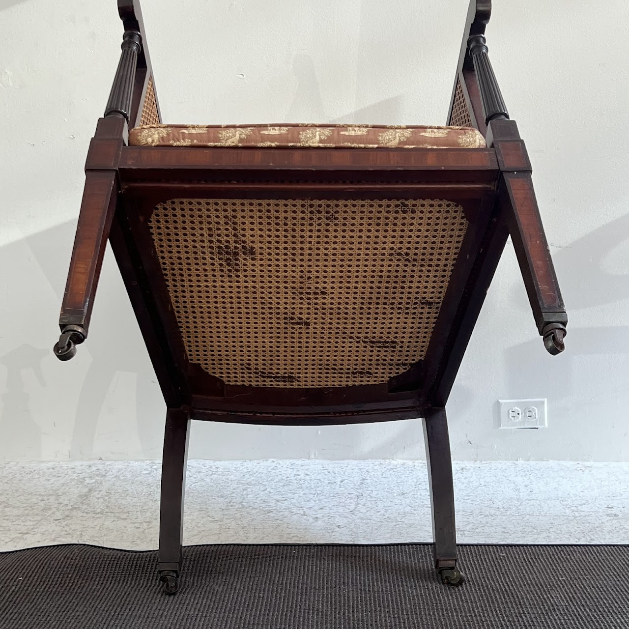 George III Inlaid Mahogany and Cane Library Chair