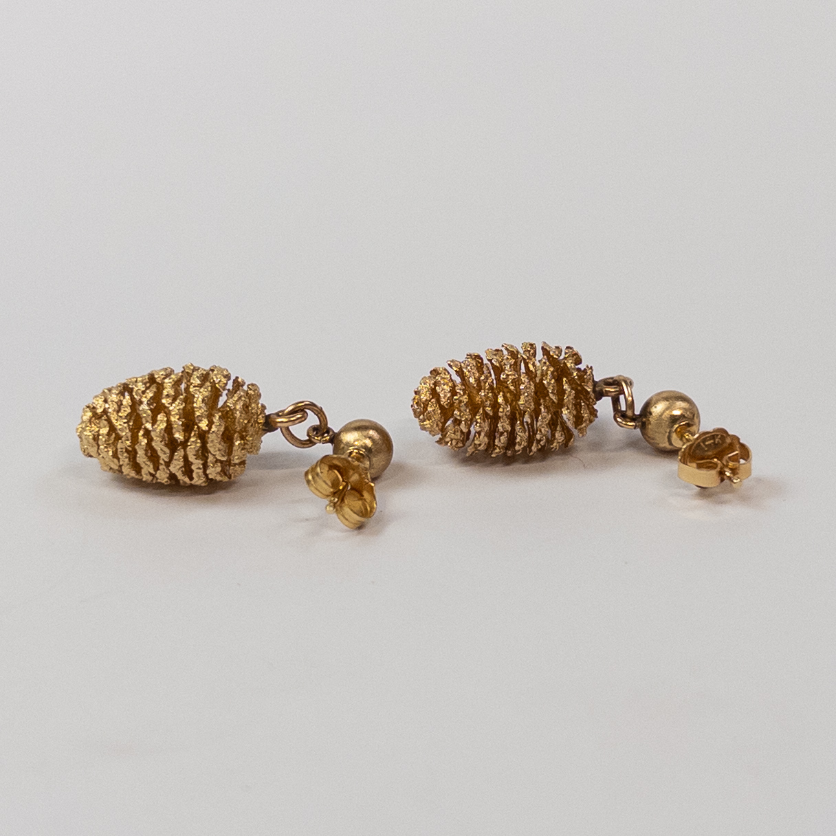 14K Gold Pinecone Drop Earrings