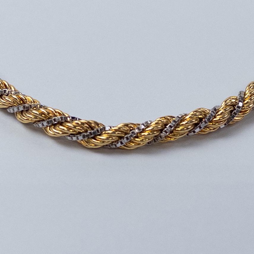 14K Gold Two-Tone Twist Rope Chain Necklace