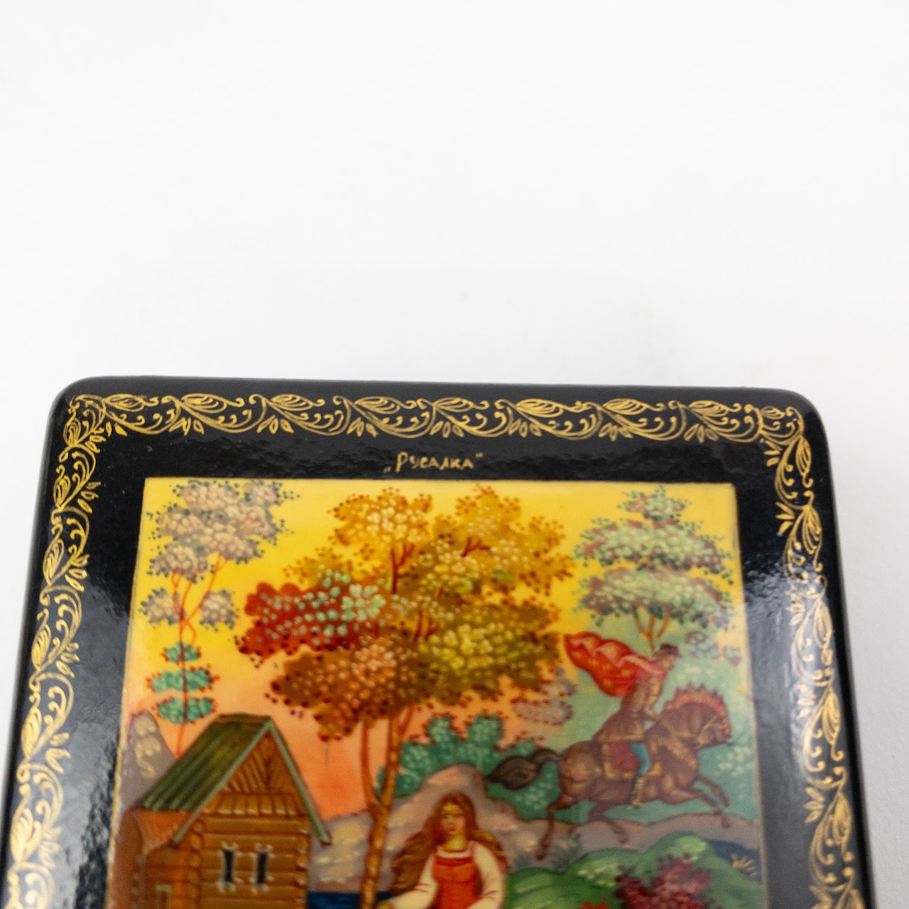 Russian Hand Painted Lacquered Trinket Box