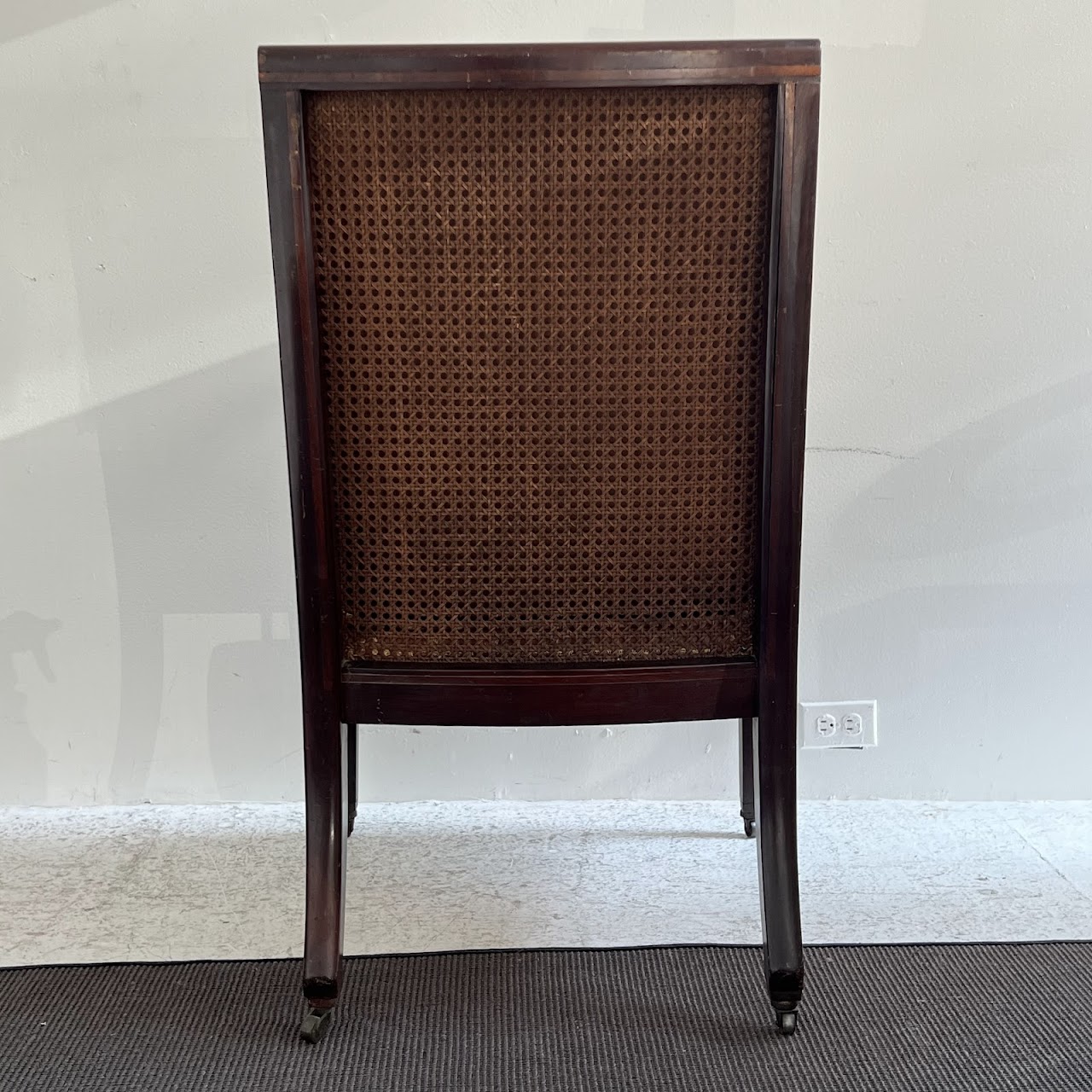 George III Inlaid Mahogany and Cane Library Chair