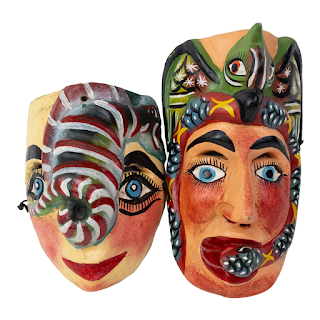 Mexican Folk Art Snake Mask Duo