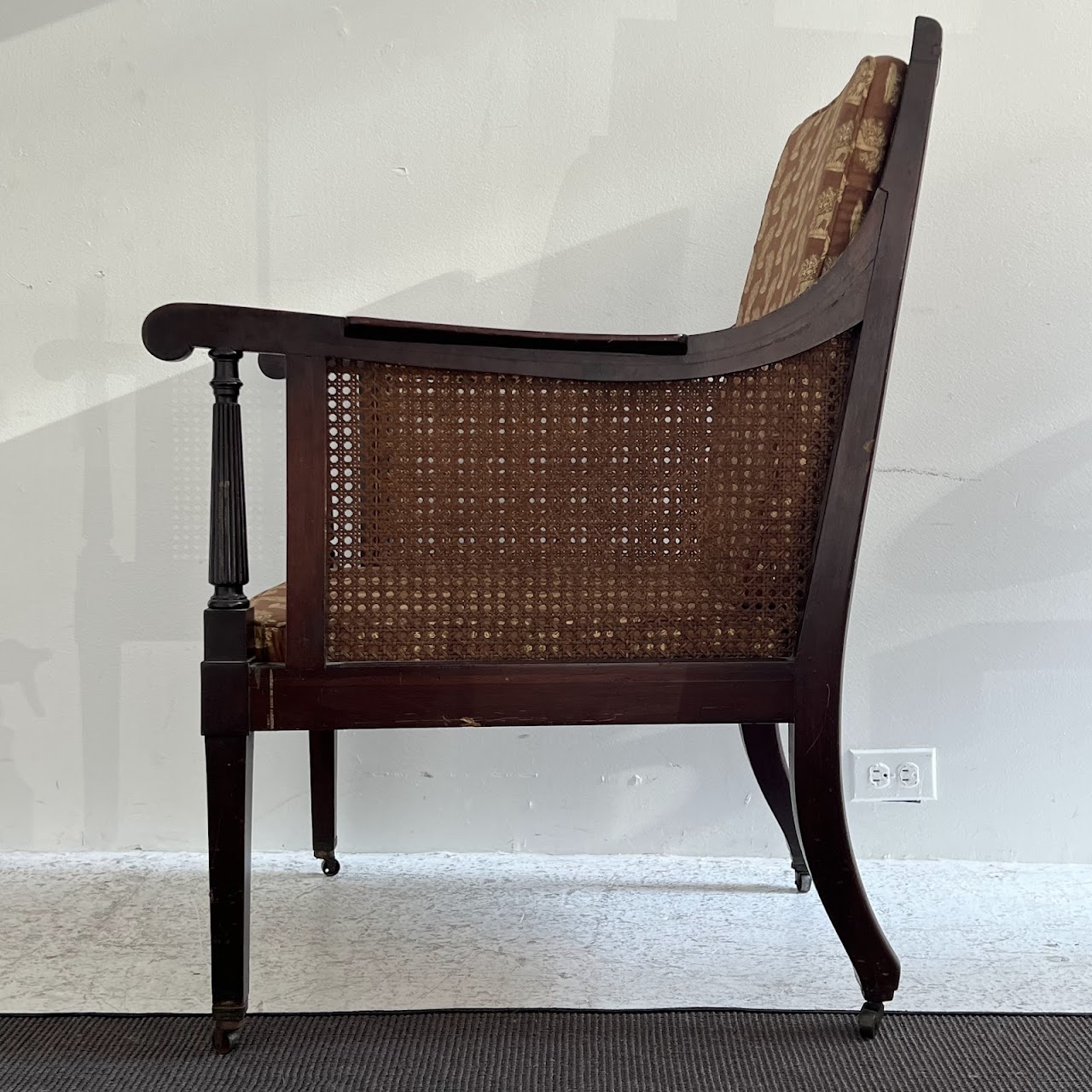 George III Inlaid Mahogany and Cane Library Chair