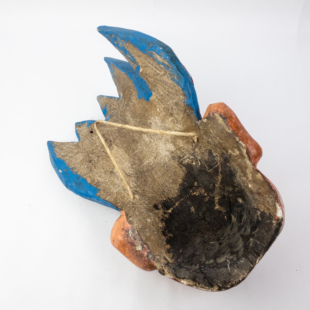 Mexican Folk Art Feathers & Horns Mask Duo