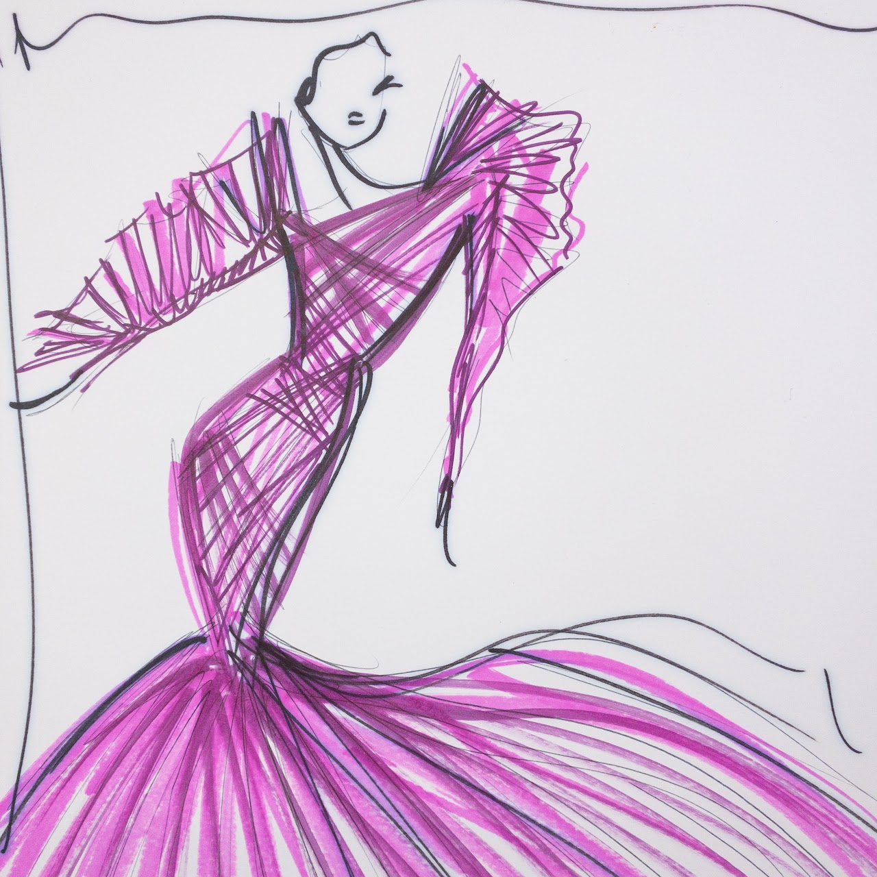 Christian Siriano Signed Fashion Sketch