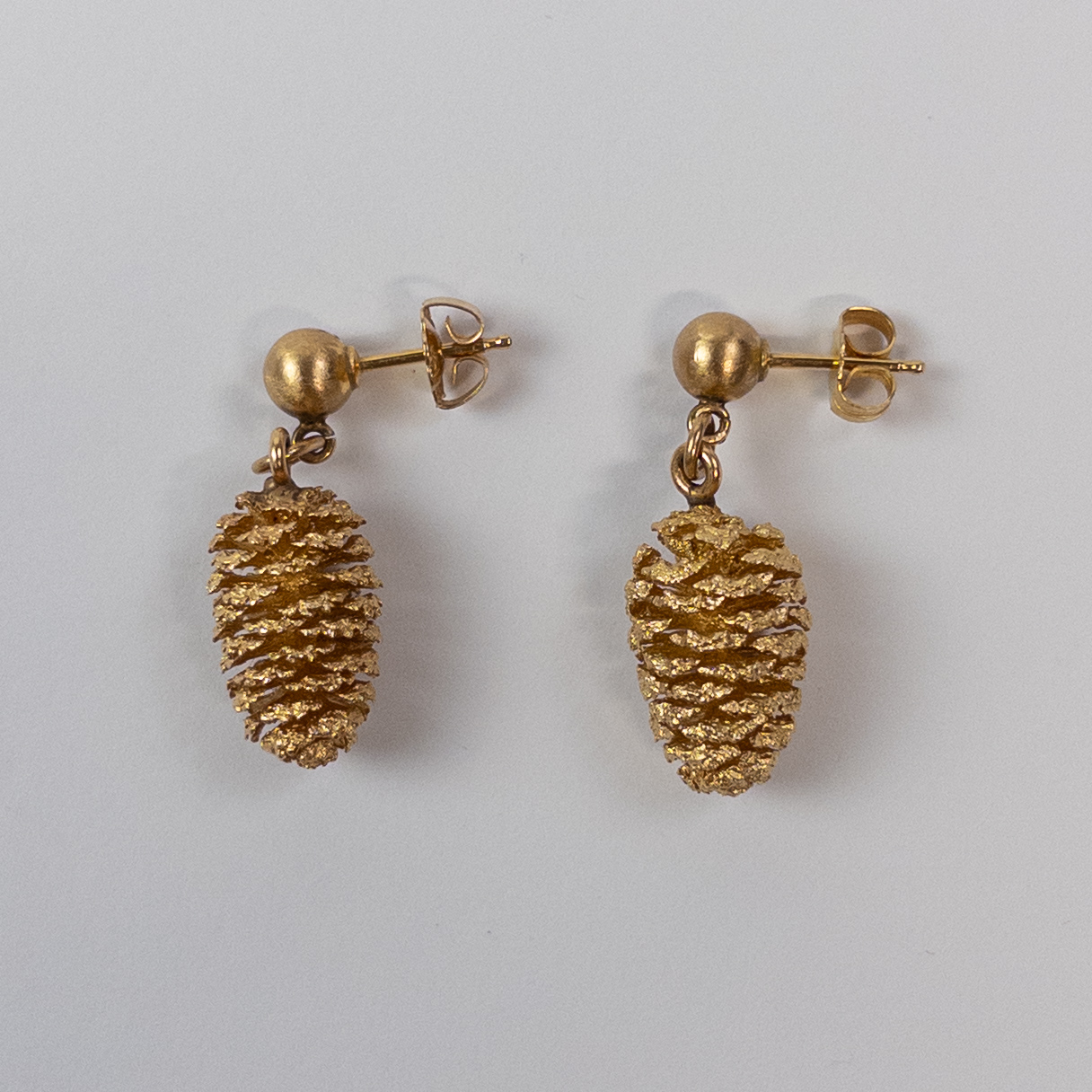 14K Gold Pinecone Drop Earrings