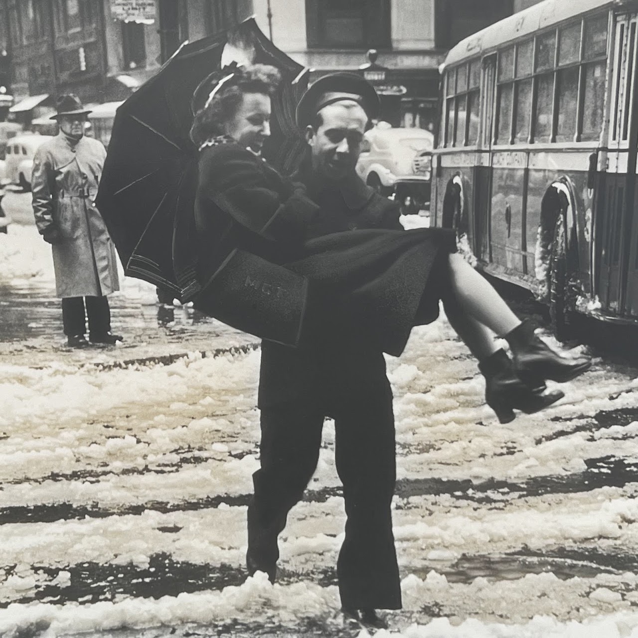 'Sailor Lends a Helping Hand in Times Square, 1944'  Vintage Silver Gelatin Photograph