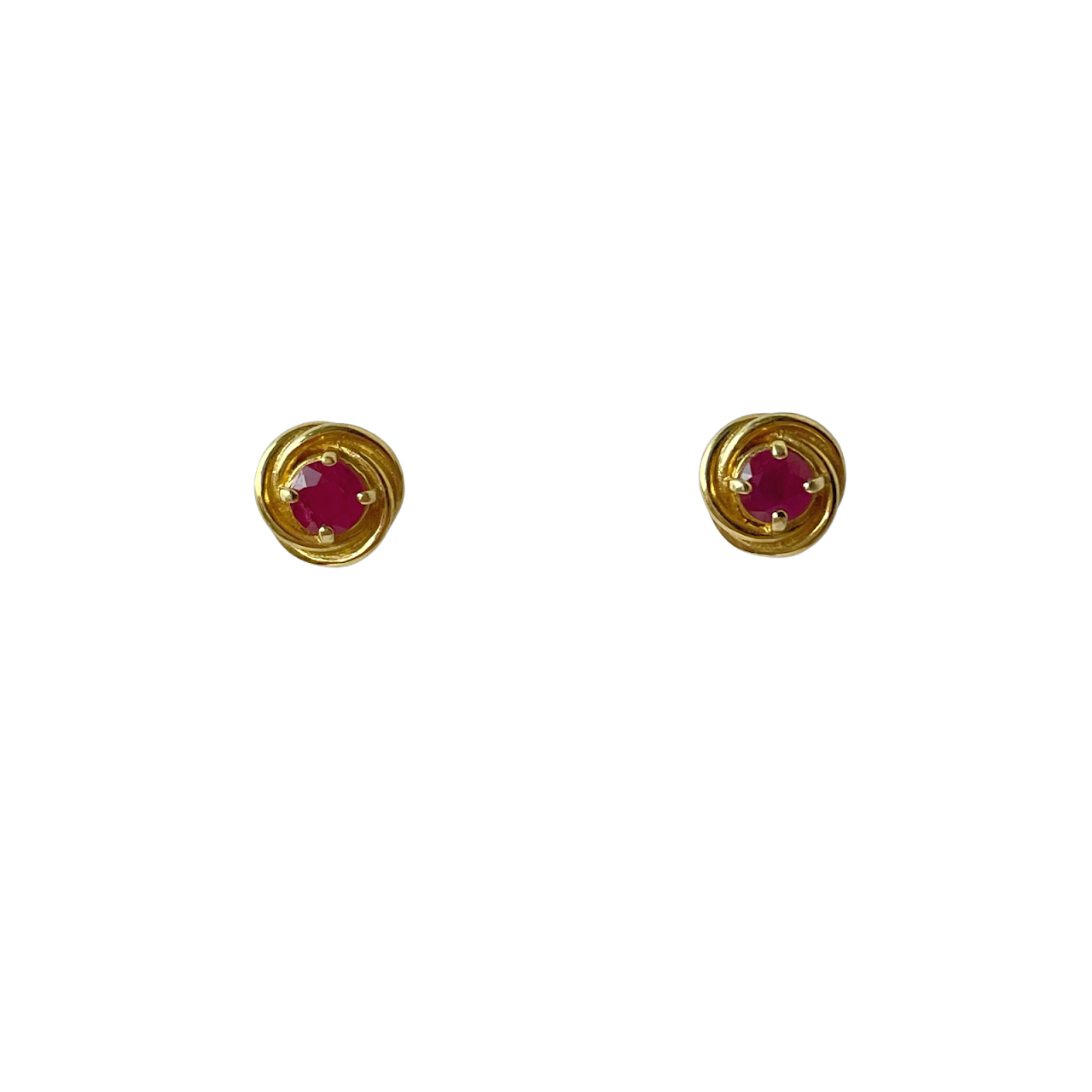 14K Gold & Red Stone Earrings