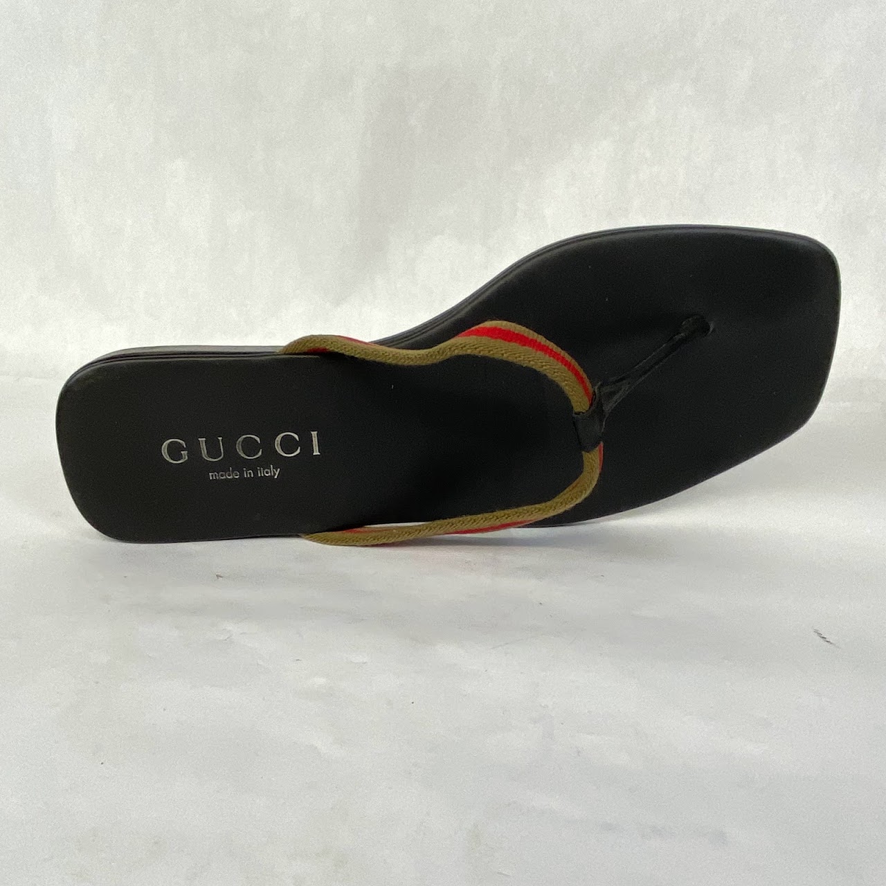 Gucci Leather Stripe Flip-Flops