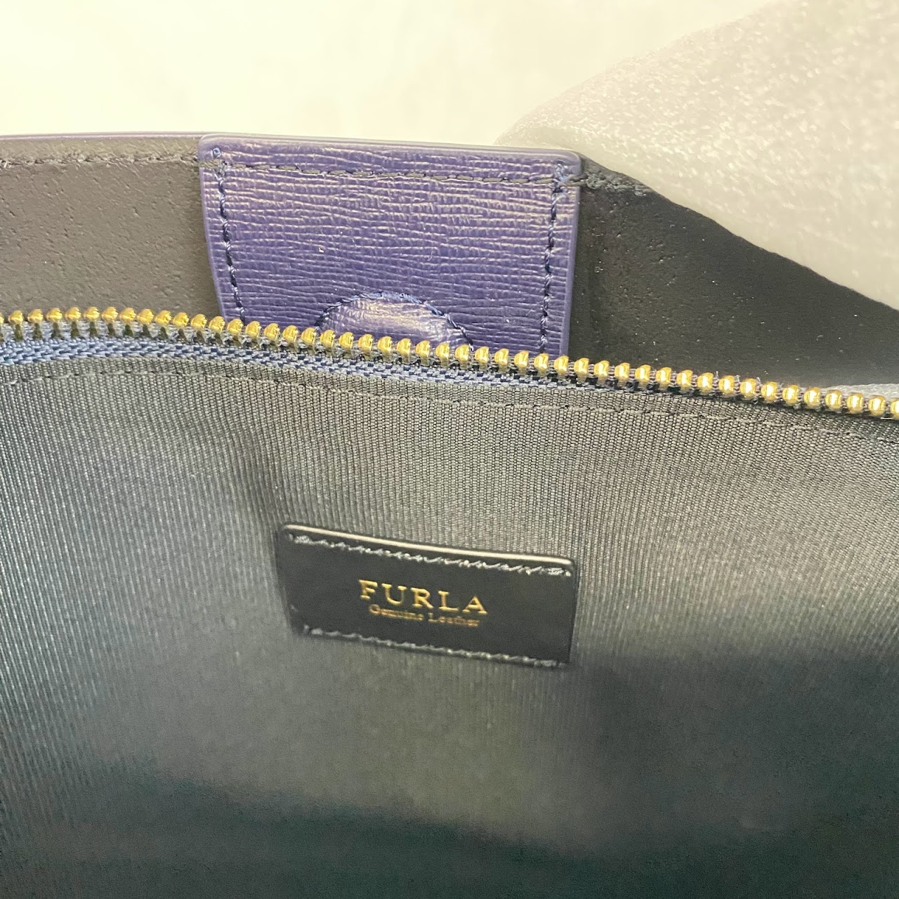 Furla Navy Blue Saffiano Paradise Tote