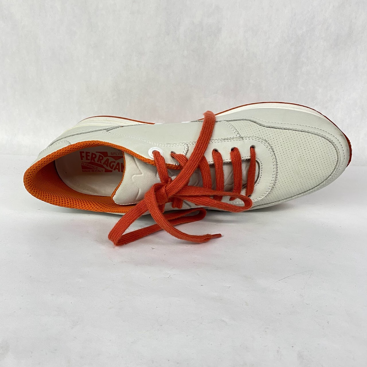 Salvatore Ferragamo Beige & Orange Sneakers