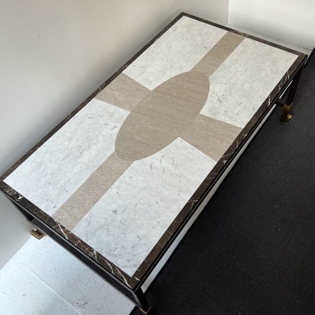 Inlaid Mosaic Stone and Marble Top Coffee Table