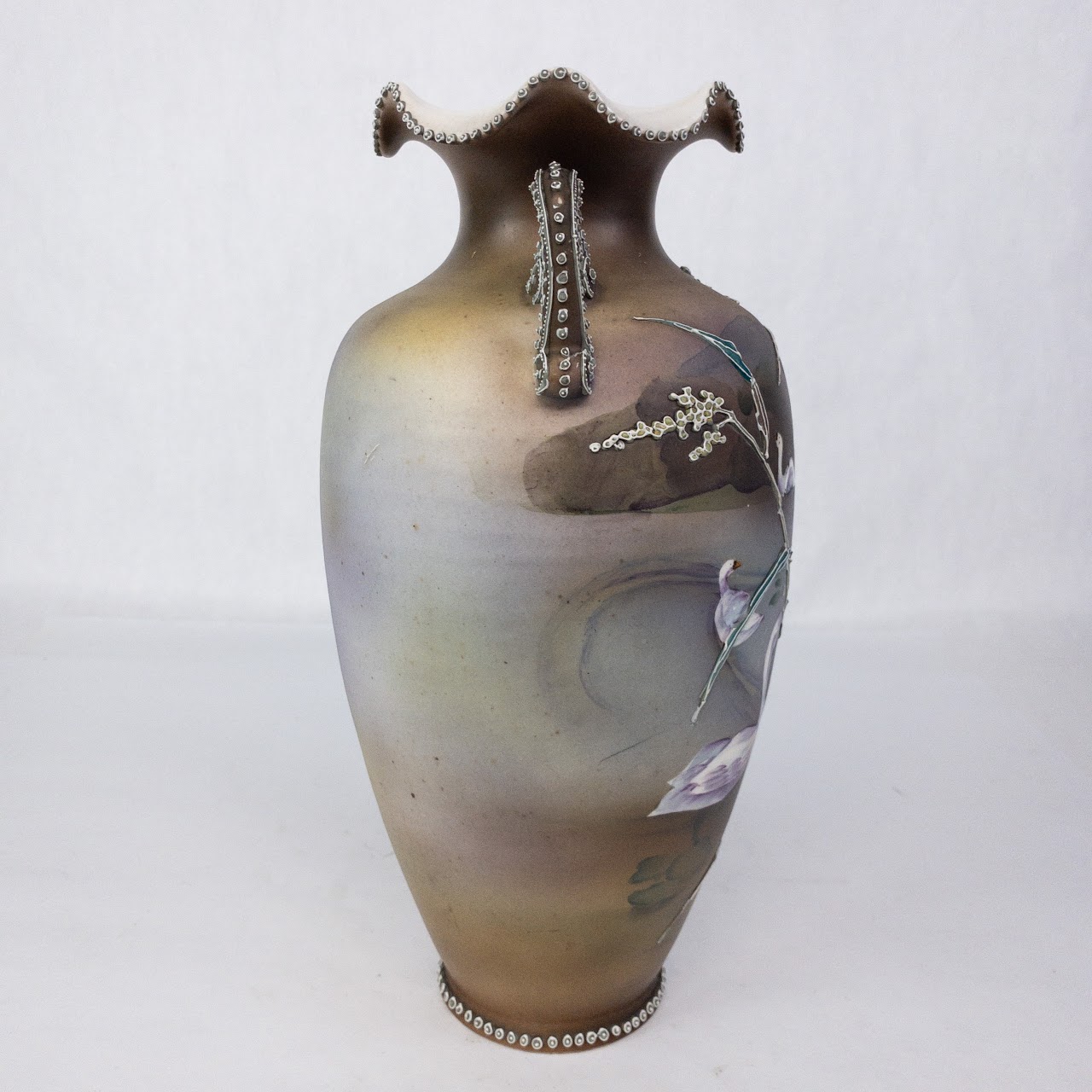 Royal Nippon Vintage Handpainted Swan Urn