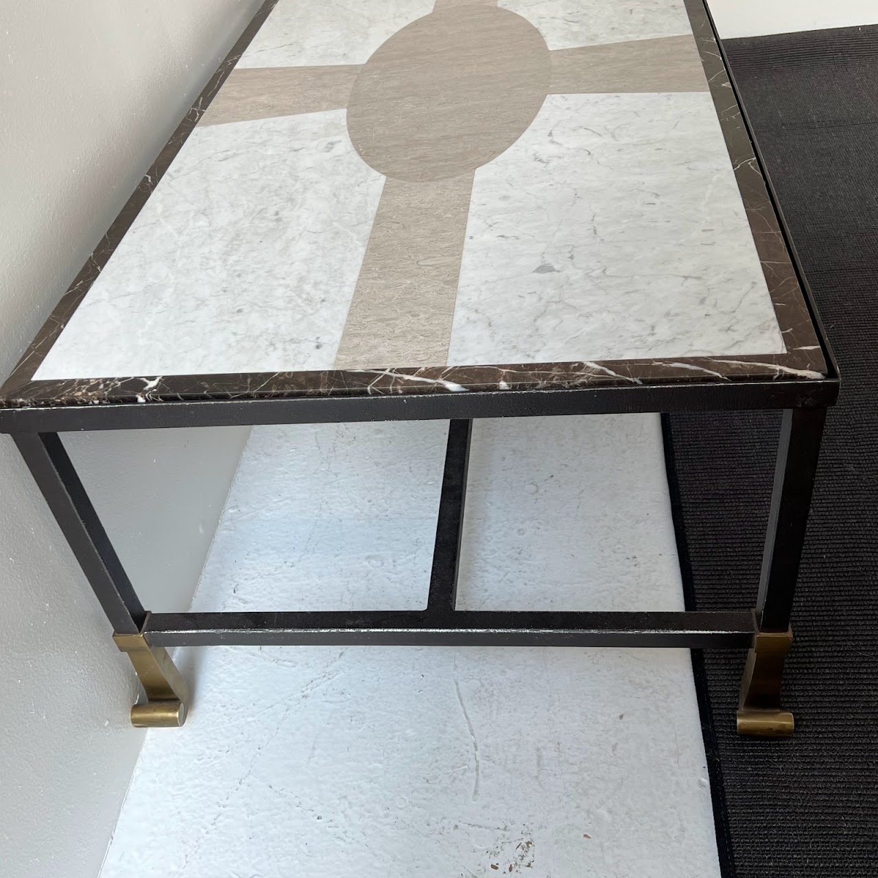 Inlaid Mosaic Stone and Marble Top Coffee Table