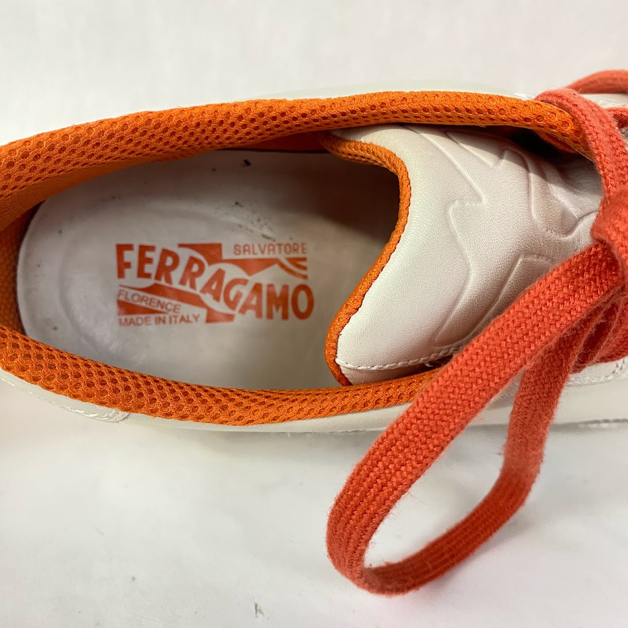 Salvatore Ferragamo Beige & Orange Sneakers