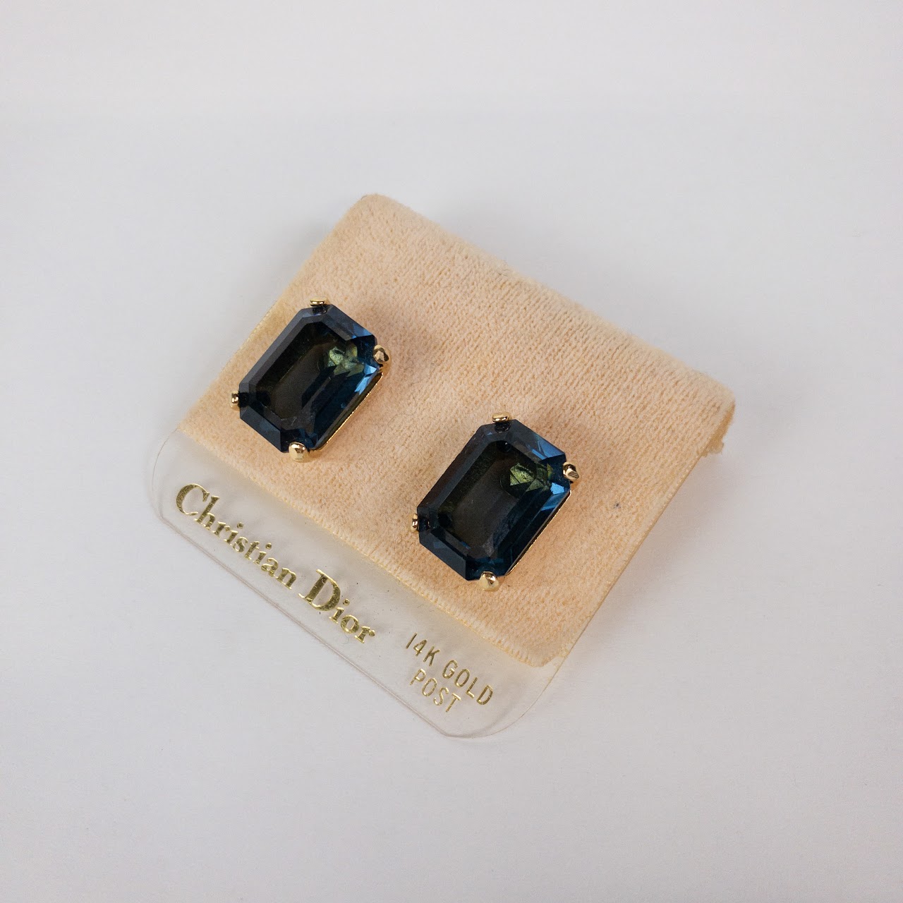 Christian Dior 14K Gold Post Faceted 'Gem" Earrings