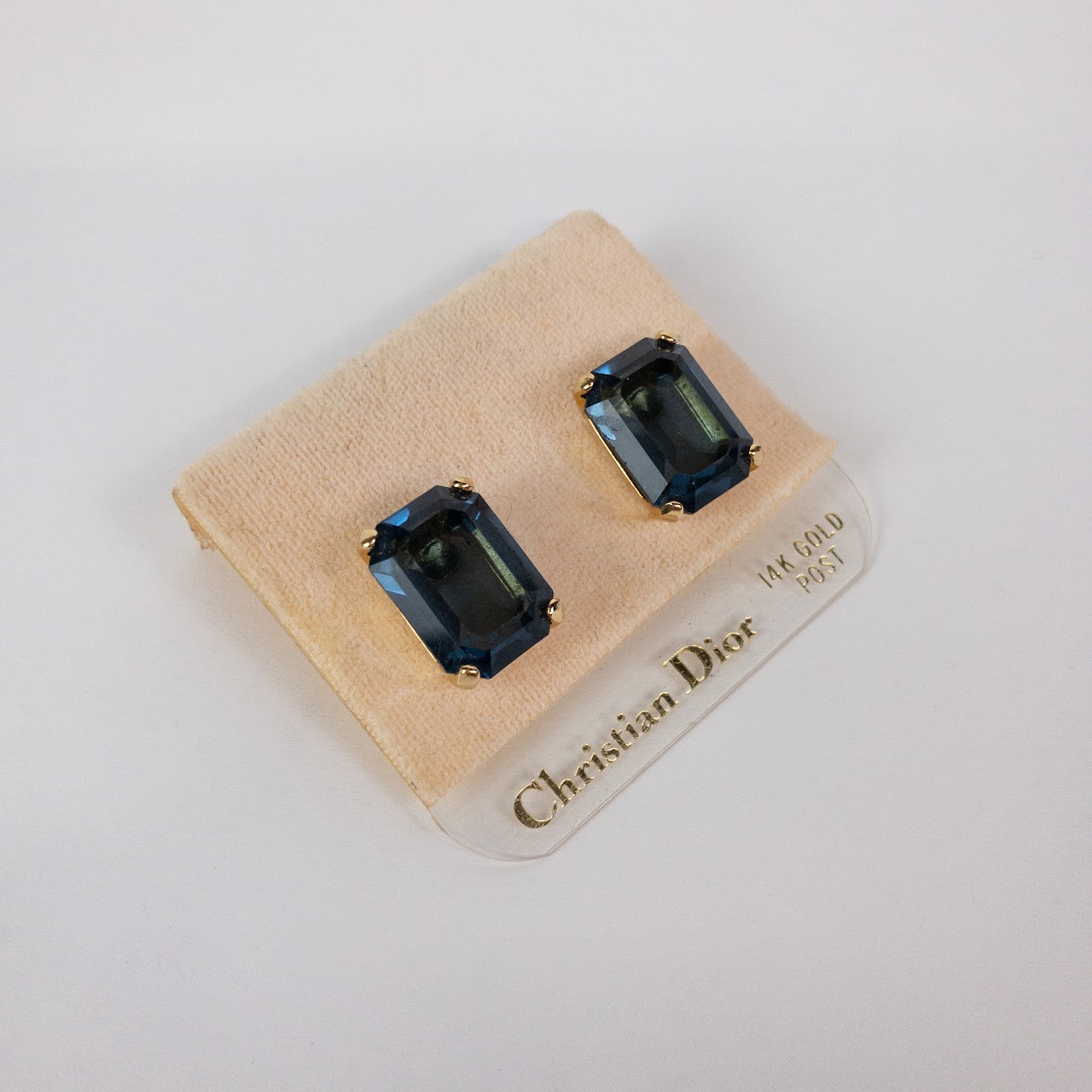 Christian Dior 14K Gold Post Faceted 'Gem" Earrings