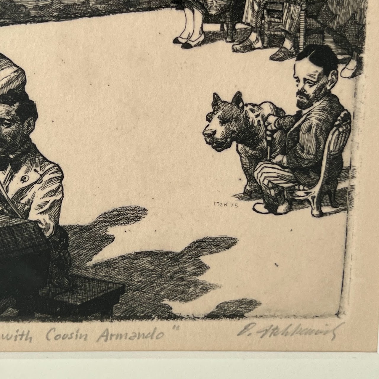 David Itchkawich 'Sunday Afternoons with Cousin Armando' Signed Etching