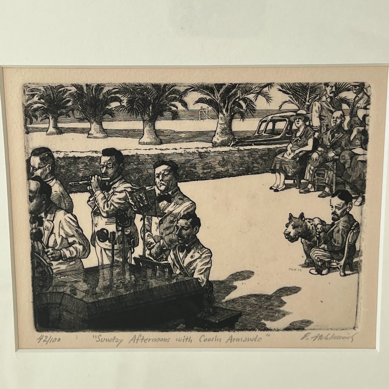 David Itchkawich 'Sunday Afternoons with Cousin Armando' Signed Etching