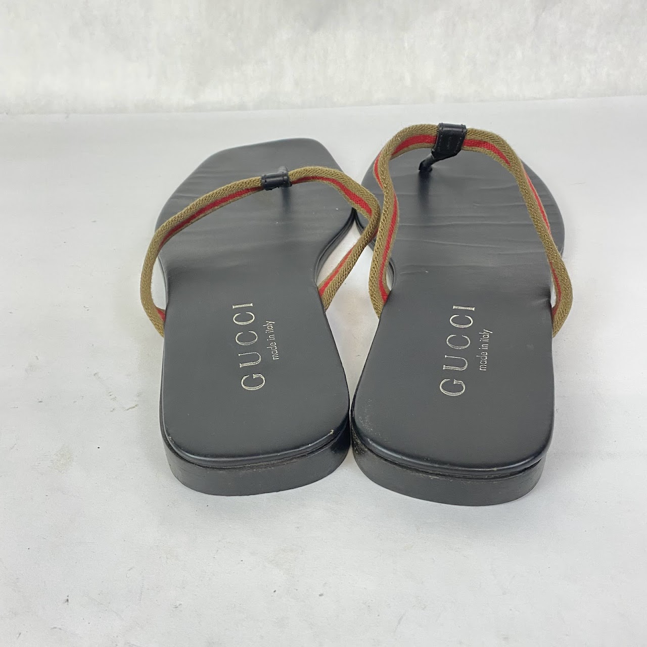 Gucci Leather Stripe Flip-Flops