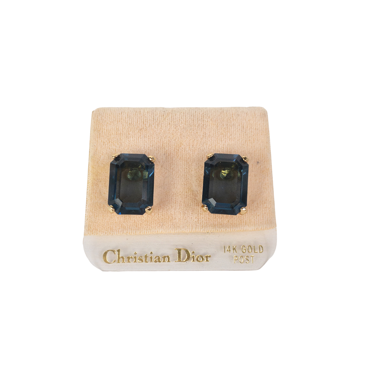 Christian Dior 14K Gold Post Faceted 'Gem" Earrings