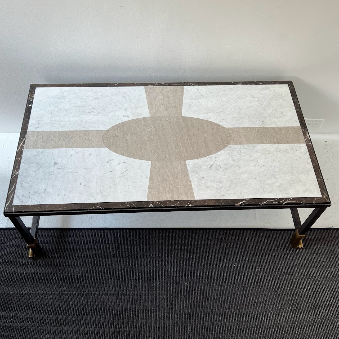 Inlaid Mosaic Stone and Marble Top Coffee Table