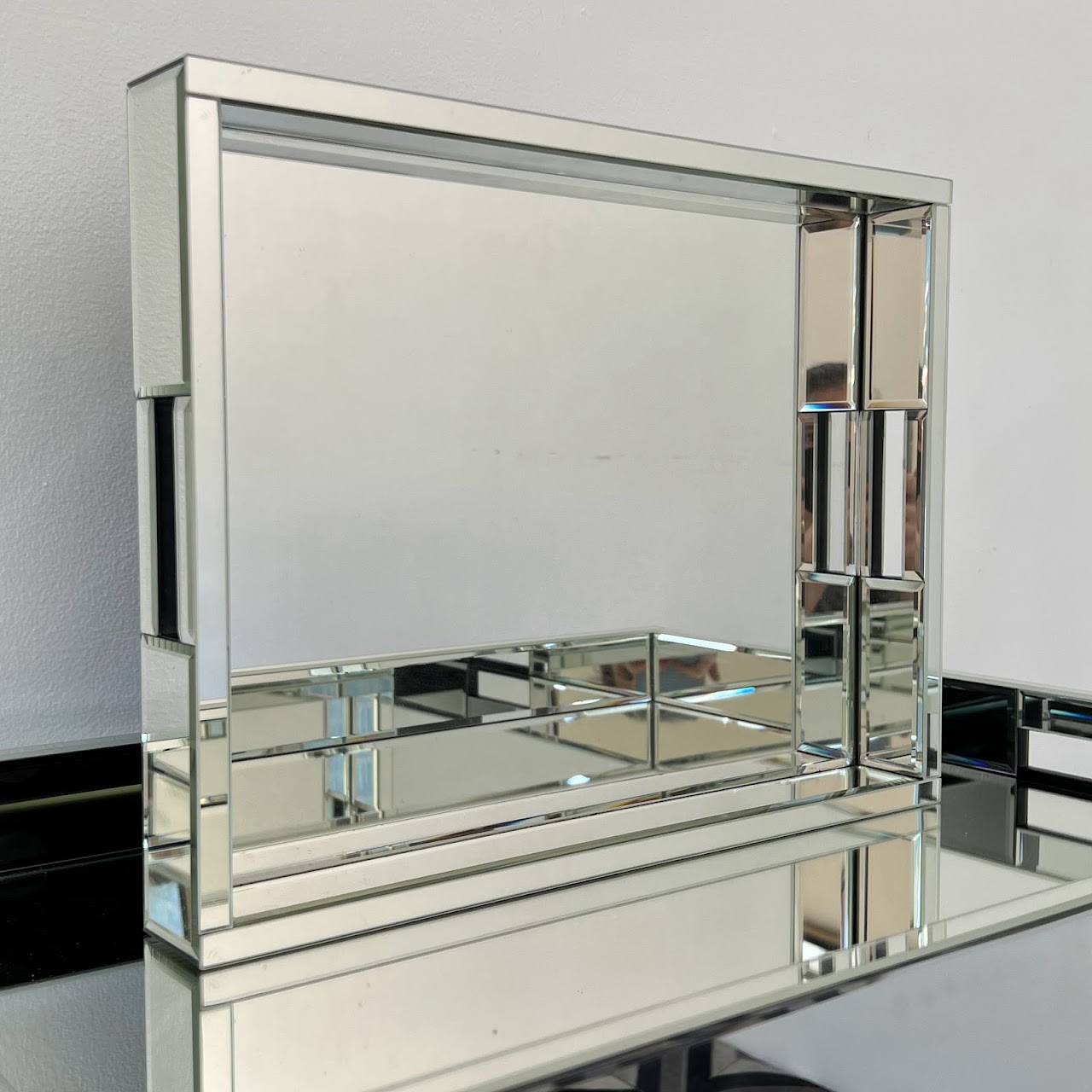 Mirrored Campaign Tray Table with Serving Tray