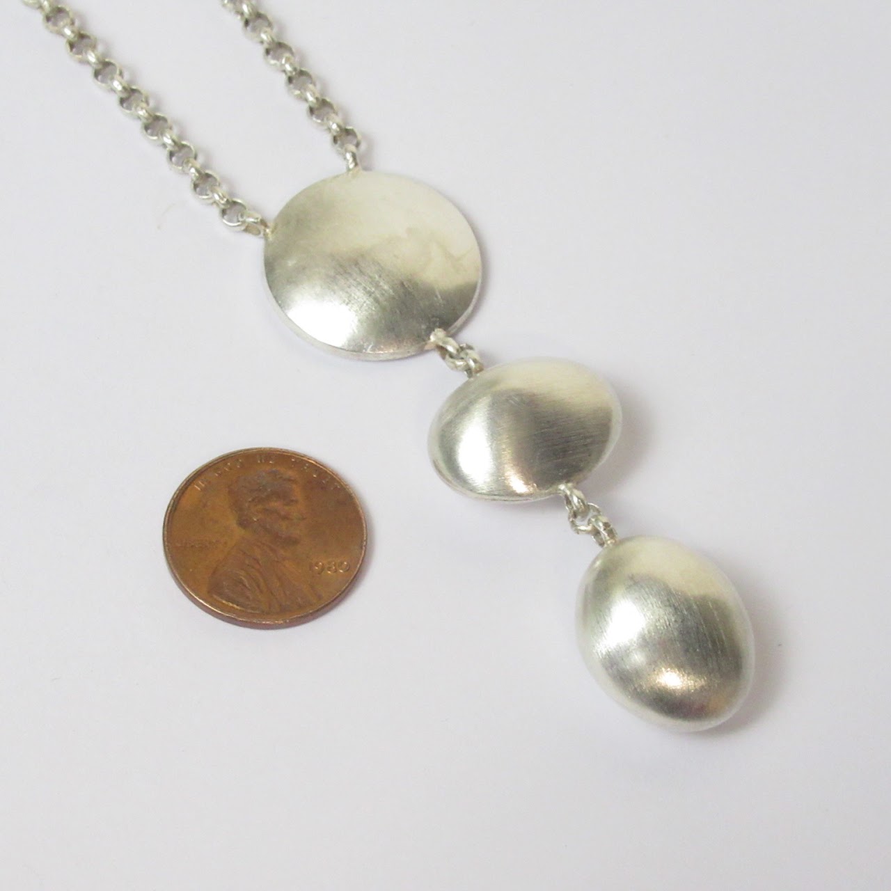 Sterling Silver Disc Pendant Necklace