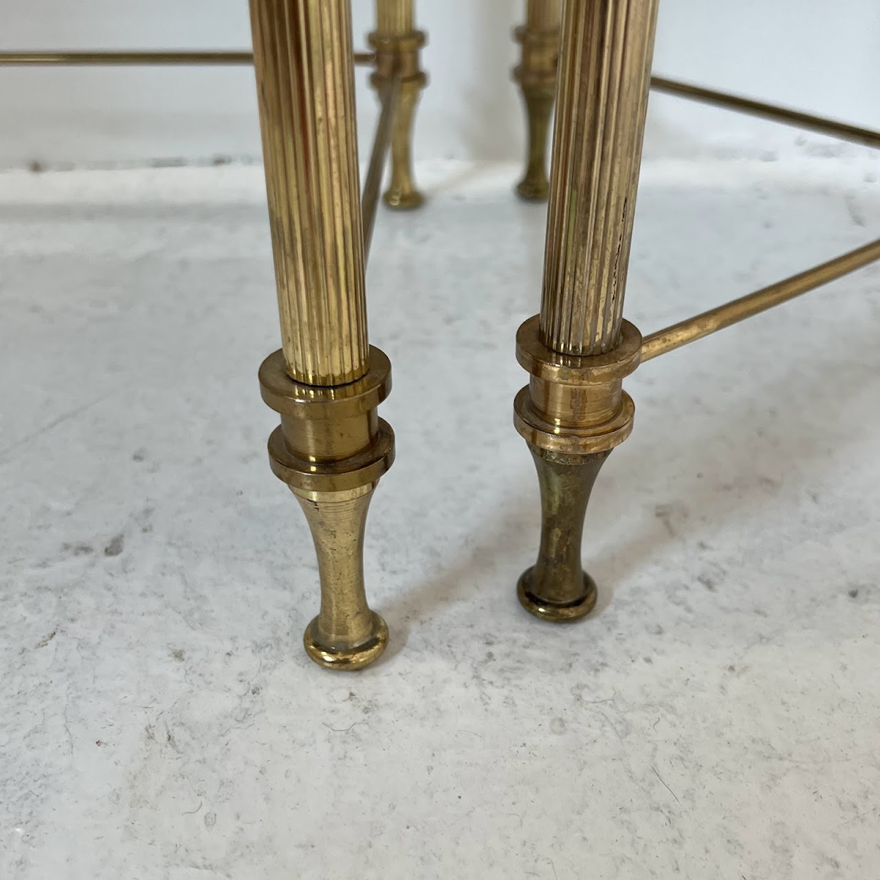 Regency Style Brass Glass-Top Nesting Table Pair