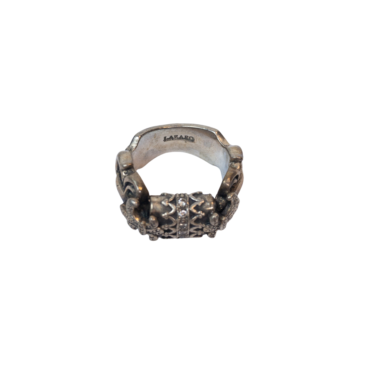 Lazaro Sterling Silver & Diamond Fleur de Lis Ring