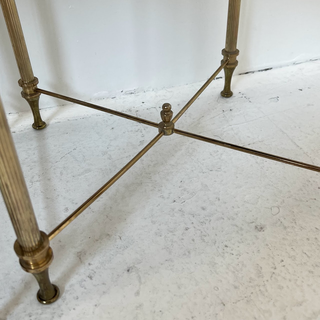 Regency Style Brass Glass-Top Nesting Table Pair