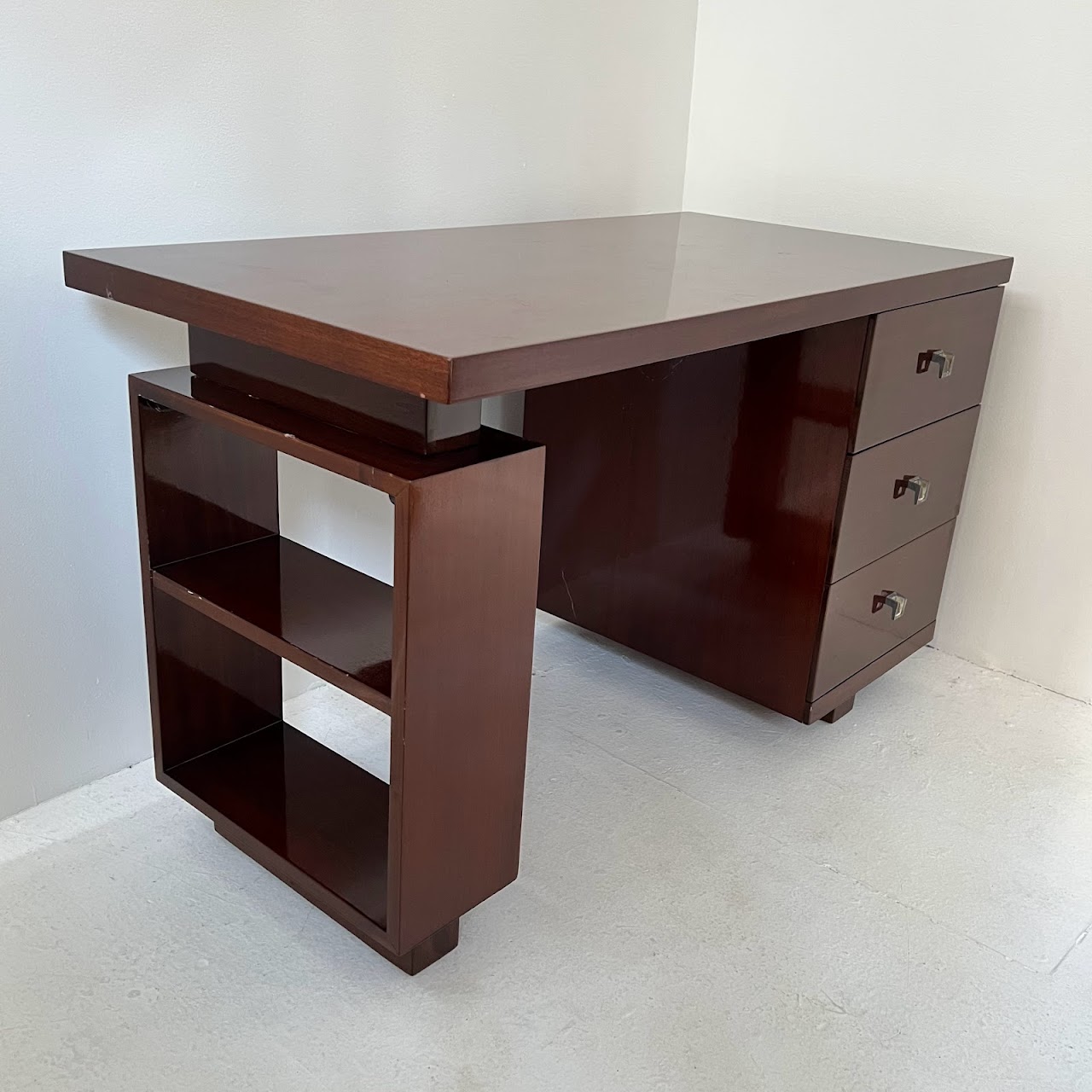 Art Deco Mahogany Desk by Tri-Bond