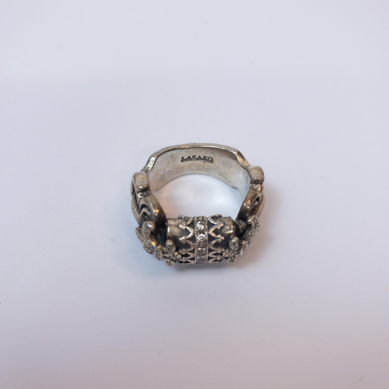 Lazaro Sterling Silver & Diamond Fleur de Lis Ring