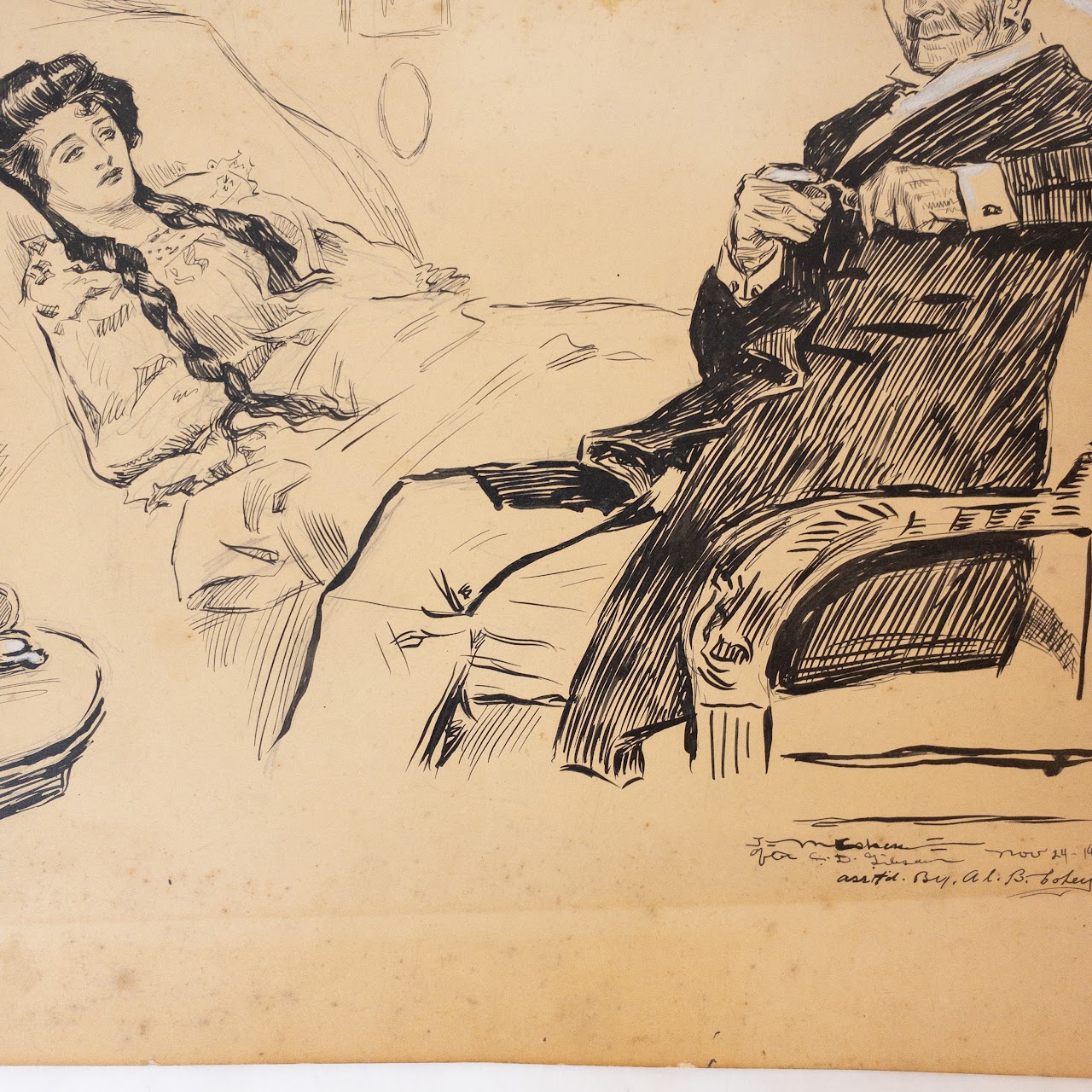 J.M. Cohen After Charles Dana Gibson Ink Drawing