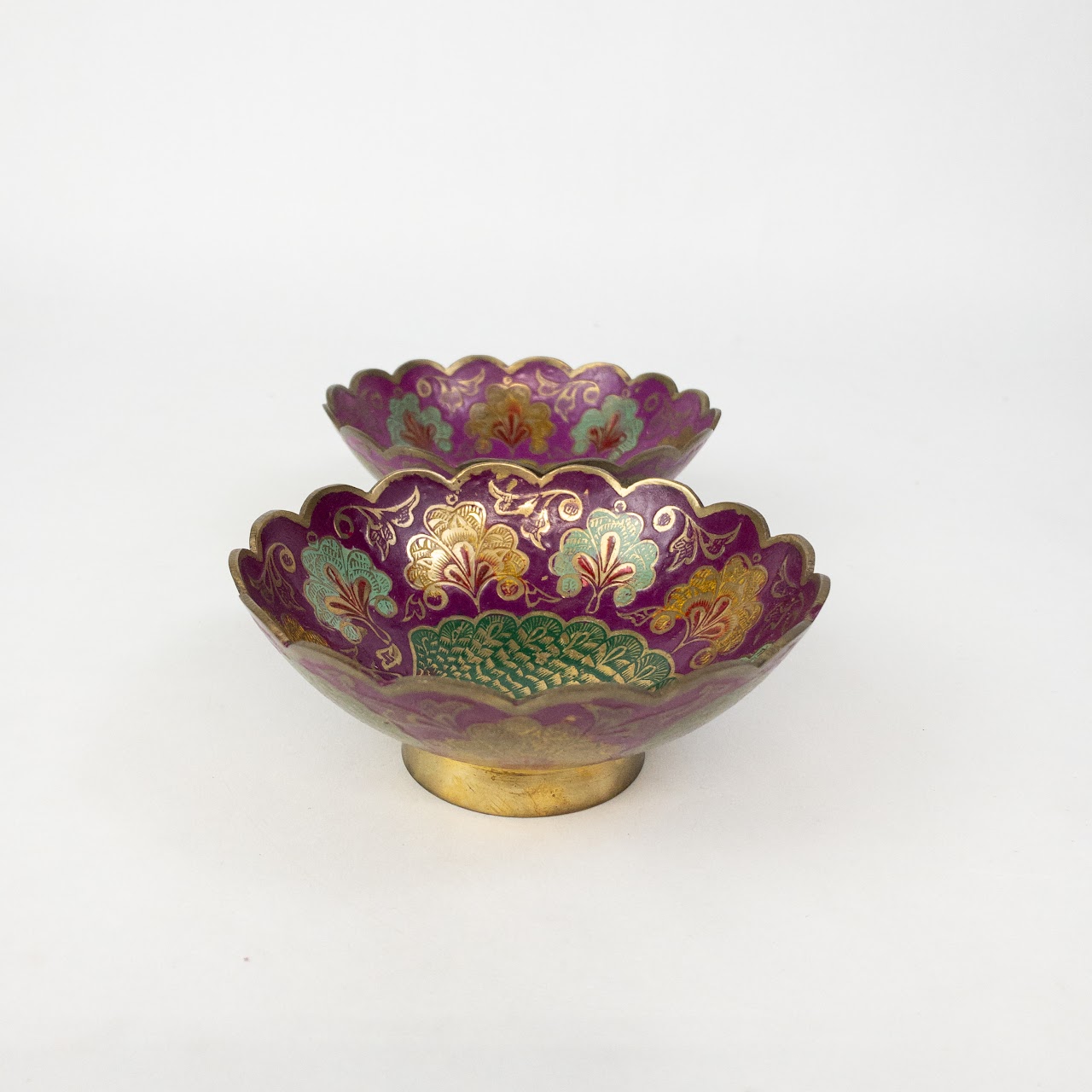 Cloisonné  Peacock Bowl  Duo