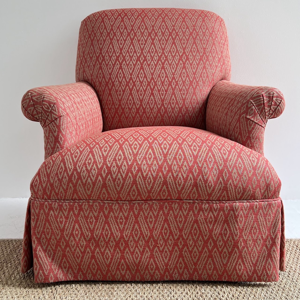 Custom Diamond Jacquard Upholstered Armchair