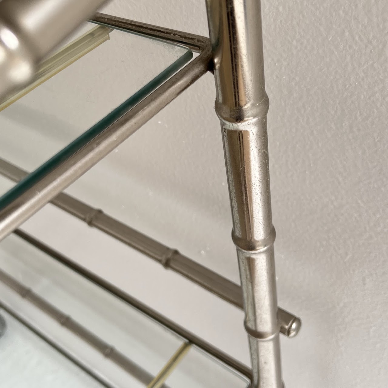 Mid-Century Modern Faux Bamboo Chrome and Glass Bar Cart