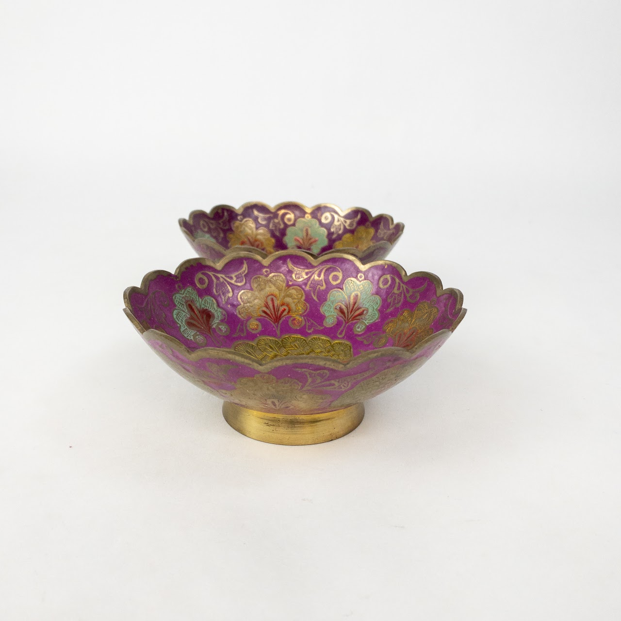 Cloisonné  Peacock Bowl  Duo