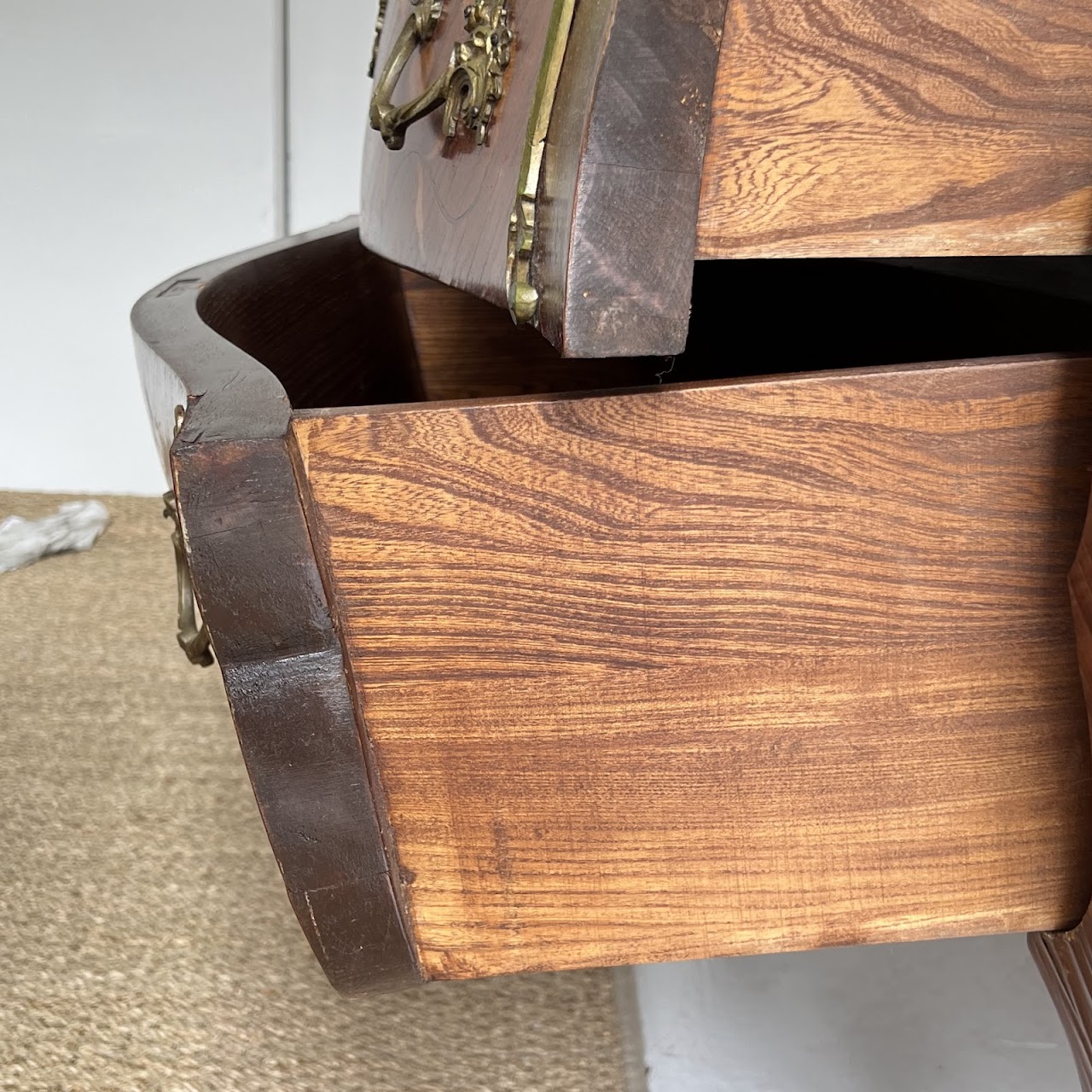 Louis XV Style Marquetry Inlaid Marble Top Commode